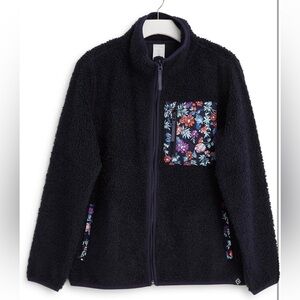 NWT Vera Bradley Women's Teddy Fleece Zip-Up Sweatshirt with Pockets - black XS